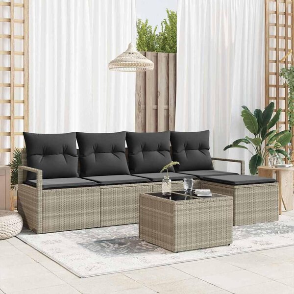Maison Exclusive – Sedacia súprava, 6 kusov, tmavosivá [syntetický materiál]: Polyratan