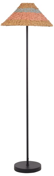 Stojaca lampa béžové tienidlo z papierového lana čierny kovový podstavec osvetlenie do obývacej izby a spálne