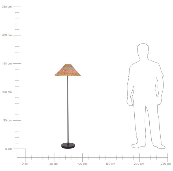 Stojaca lampa béžové tienidlo z papierového lana čierny kovový podstavec osvetlenie do obývacej izby a spálne