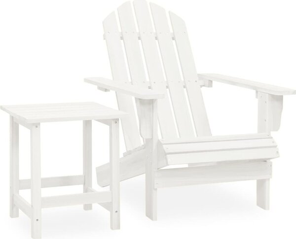 Maison Exclusive – Záhradná stolička Adirondack so stolíkom z masívneho smrekového dreva, biela