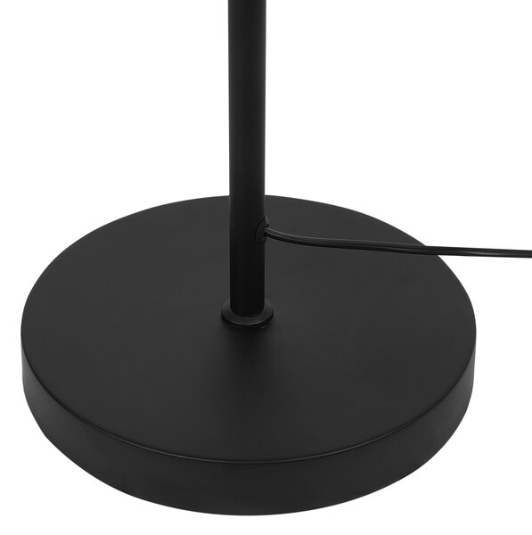 Stojaca lampa béžové tienidlo z papierového lana čierny kovový podstavec osvetlenie do obývacej izby a spálne