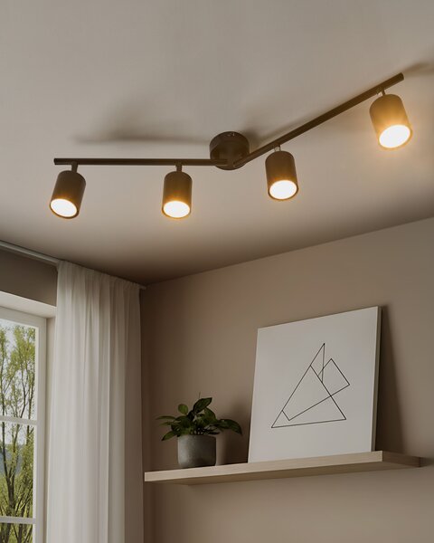 4-bodové stropné svietidlo kovové čierne tienidlá na 4 žiarovky industriálny štýl