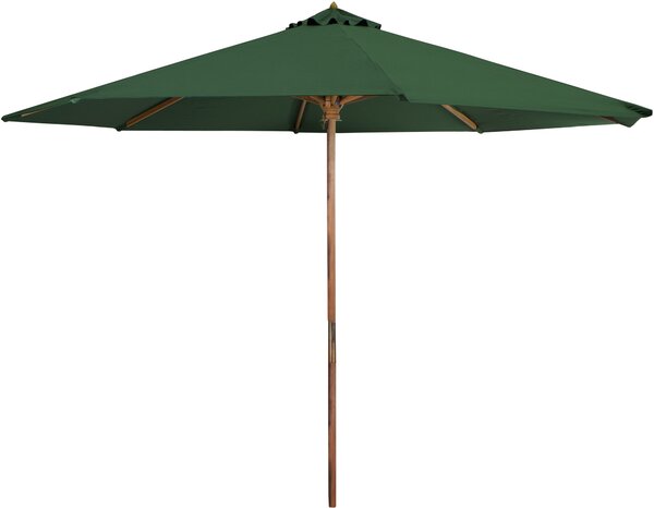 FIELDMANN FDZN 4014 Slnečník s drevenou konštrukciou, priemer 3 metre, impregnovaná tkanina, zelená farba, ošetrené olejovým náterom, vyrobené z dreva tropickej Akácie