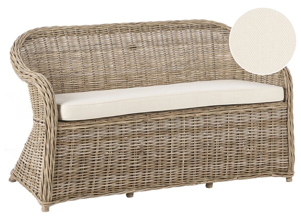 Záhradná lavička prírodná ratanová krémovobiely podsedák 150 cm interiér exteriér boho štýl záhrada terasa balkón