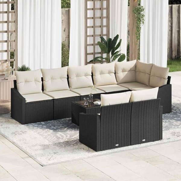 Maison Exclusive – Sedacia súprava, 9 kusov, čierna [syntetický materiál]: Polyratan