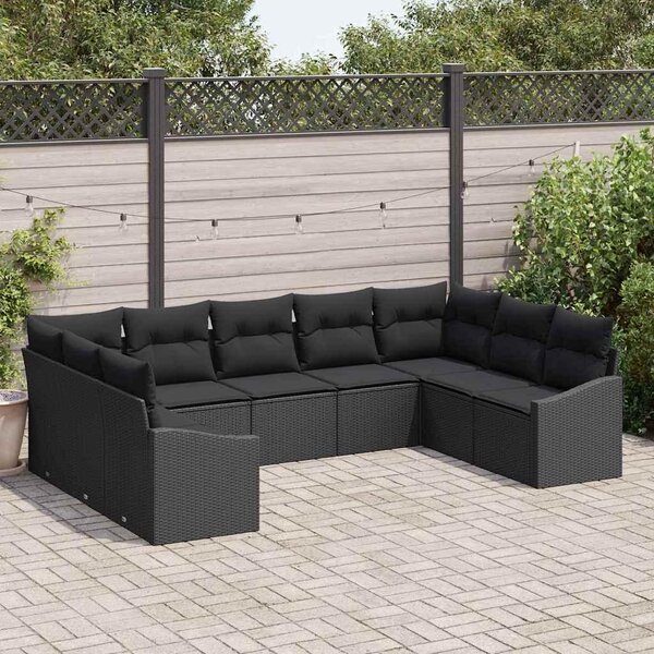 Maison Exclusive – Sedacia súprava, 9 kusov, čierna [syntetický materiál]: Polyratan