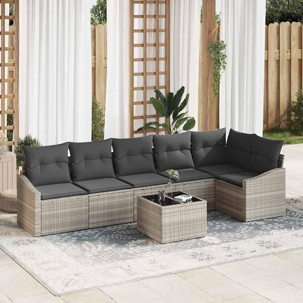 Maison Exclusive – Sedacia súprava, 7 kusov, tmavosivá [syntetický materiál]: Polyratan