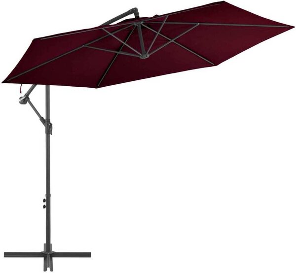 Maison Exclusive – závesný slnečník s hliníkovým stĺpom, 300 cm, bordová farba