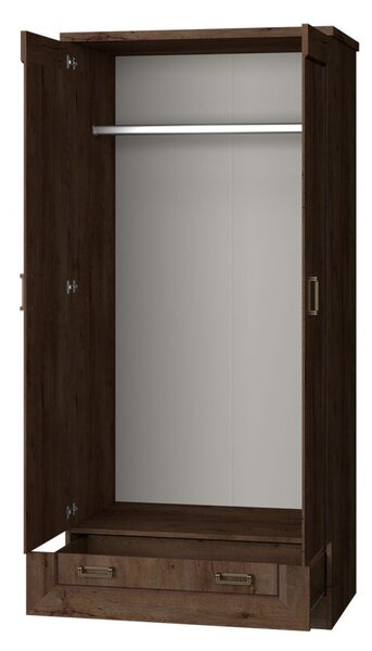 Dvojdverová šatníková skriňa MERLO - 90 cm, dub lefkas