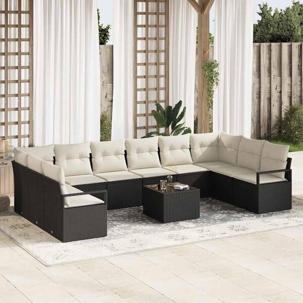 Maison Exclusive – Sedacia súprava, 11 kusov, čierna [syntetický materiál]: Polyratan