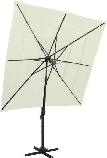 Maison Exclusive – slnečník s hliníkovým stĺpom, 4-vrstvový, pieskovej farby, 250 x 250 cm