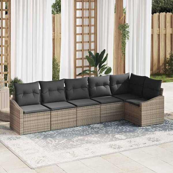 Maison Exclusive – Sedacia súprava, 6 kusov, sivá [syntetický materiál]: Polyratan