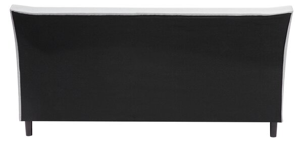 Posteľ svetlosivá látkové čalúnenie 160 x 200 cm prešívané čelo s gombíkmi v štýle Chesterfield lamelový rošt drevené nohy moderný štýl spálňa