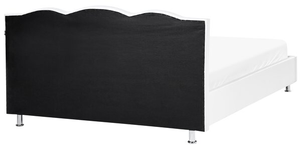 Posteľ biela umelá koža 160 x 200 cm prešívané čelo s gombíkmi moderný glamour štýl spálňa