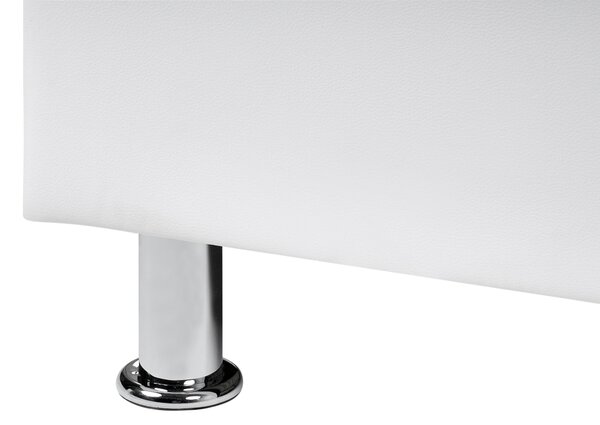 Posteľ biela umelá koža 180 x 200 cm s úložným priestorom prešívané čelo s gombíkmi moderný glamour štýl spálňa
