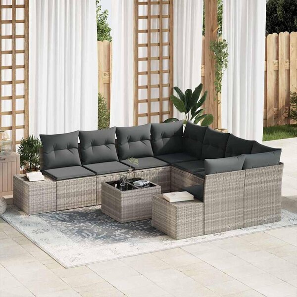 Maison Exclusive – Sedacia súprava, 9 kusov, tmavosivá [syntetický materiál]: Polyratan