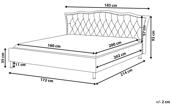 Posteľ biela umelá koža 160 x 200 cm prešívané čelo s gombíkmi moderný glamour štýl spálňa