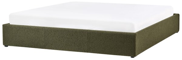 Posteľ s úložným priestorom tmavozelená buklé 180 x 200 cm čalúnený rám postele s roštom moderný dizajn