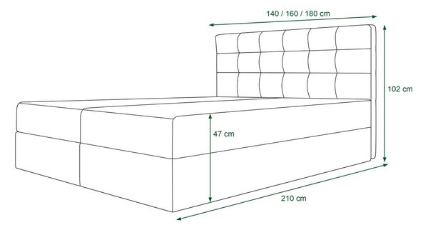 Moderná posteľ s úložným priestorom 140x200 STIG 5 - zelená