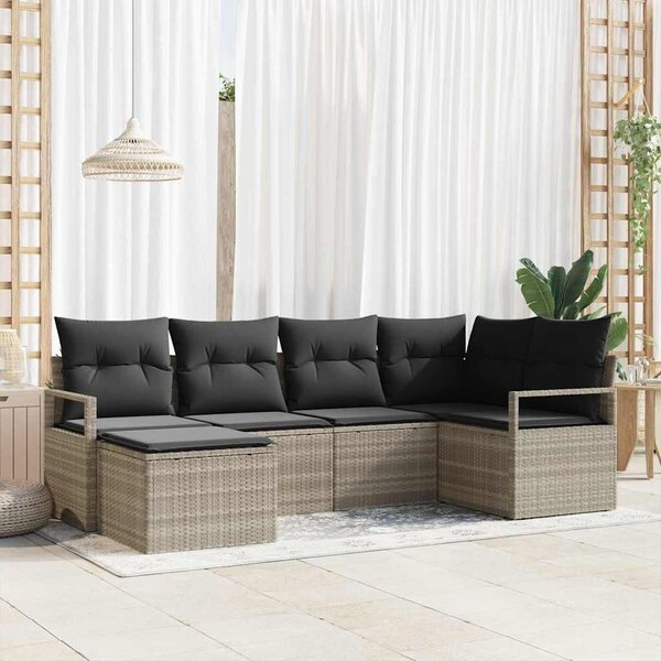 Maison Exclusive – Sedacia súprava, 6 kusov, tmavosivá [syntetický materiál]: Polyratan