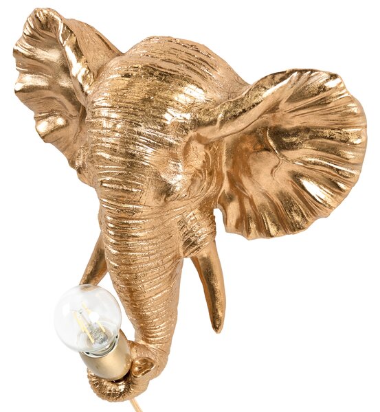 Nástenná lampa zlatá polyresín zvierací motív tvar slona moderný glamour štýl nočná lampa obývacia izba spálňa