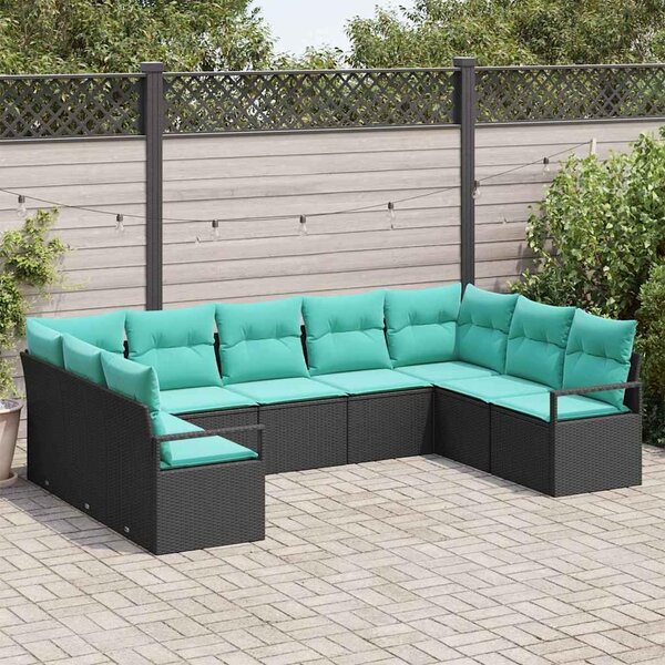 Maison Exclusive – Sedacia súprava, 9 kusov, čierna [syntetický materiál]: Polyratan