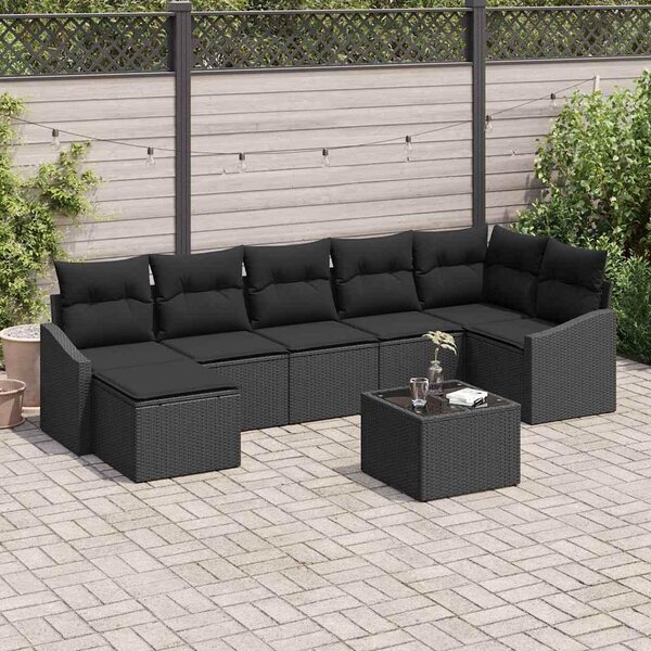Maison Exclusive – Sedacia súprava, 8 kusov, čierna [syntetický materiál]: Polyratan
