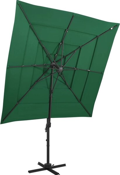 Maison Exclusive – slnečník s hliníkovou tyčou, 4-vrstvový, zelený, 250 x 250 cm