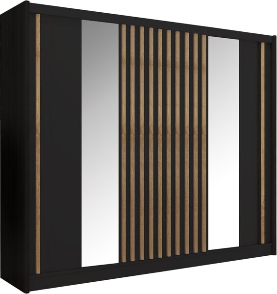 Kondela Šatníková skriňa s posuvnými dverami Ladder 250 - čierna / dub craft