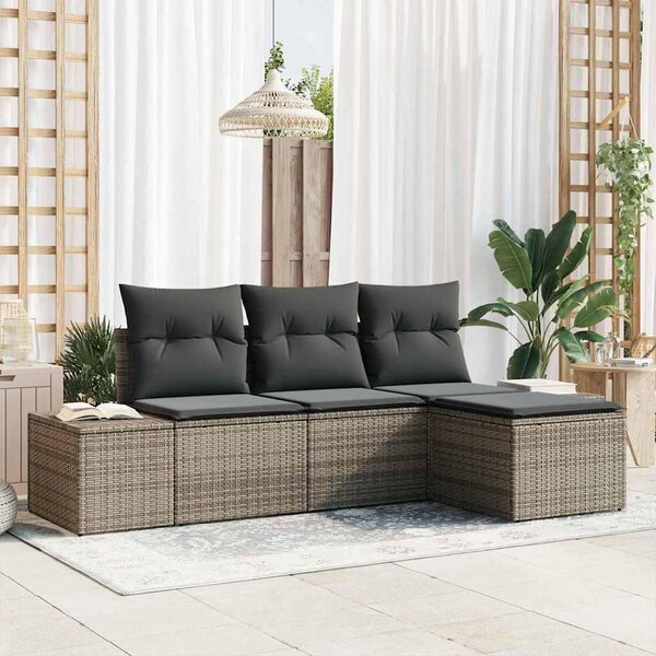 Maison Exclusive – Sedacia súprava, 4 kusy, sivá [syntetický materiál]: Polyratan