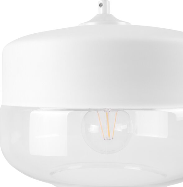 Závesná lampa biela priehľadná sklenené tienidlo geometrický okrúhly tvar na strop moderný priemyselný štýl obývačka jedáleň