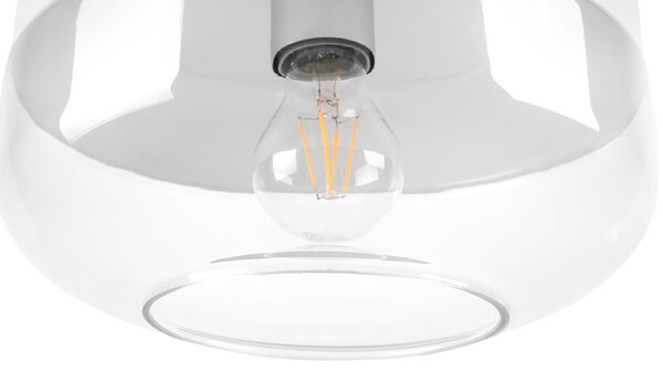 Závesná lampa biela priehľadná sklenené tienidlo geometrický okrúhly tvar na strop moderný priemyselný štýl obývačka jedáleň