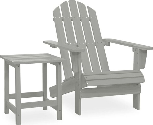 Maison Exclusive – Záhradná stolička Adirondack so stolíkom z masívneho smrekového dreva, sivá