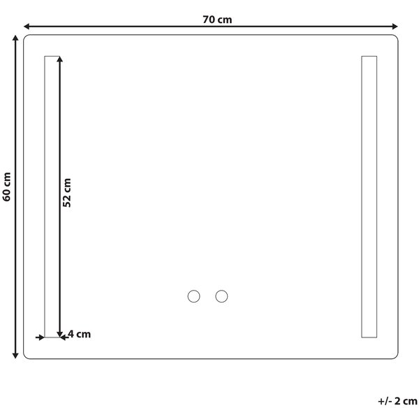 Kúpeľňové zrkadlo transparentné 60 x 70 cm so sklom s LED osvetlením obdĺžnikové moderné
