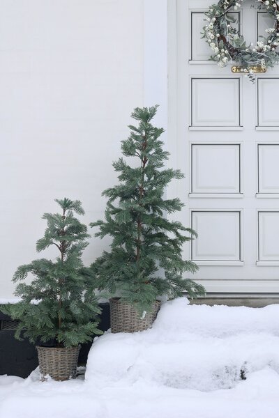 Zelený vianočný stromček Fleur s 80 LED svetielkami a košíkom – Ø 60*120 cm - Chic Antique