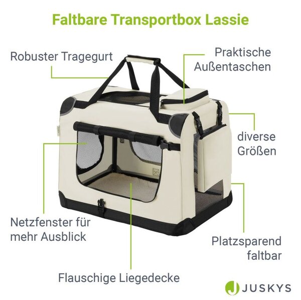 Skladací prepravný box pre psov, béžový, veľkosť S