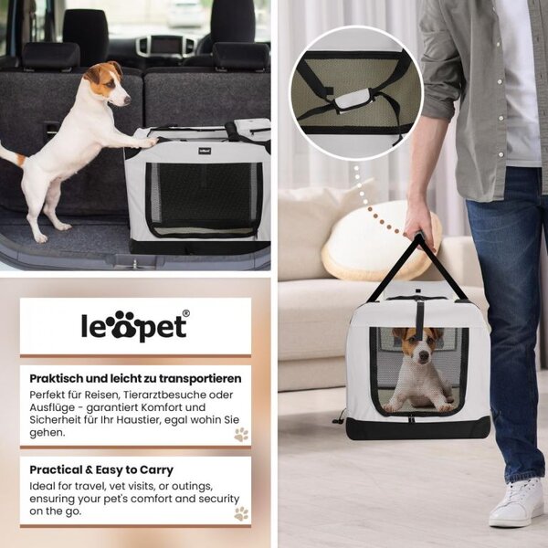 Leopet Prepravný box pre psov XXXL, 102 x 69 x 69 cm, sivý