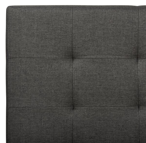 Posteľ tmavosivá látkové čalúnenie 140 x 200 cm vysoké prešívané čelo moderný štýl spálňa
