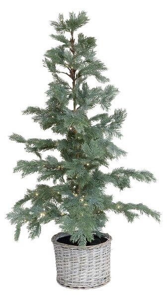 Zelený vianočný stromček Fleur s 80 LED svetielkami a košíkom – Ø 60*120 cm - Chic Antique
