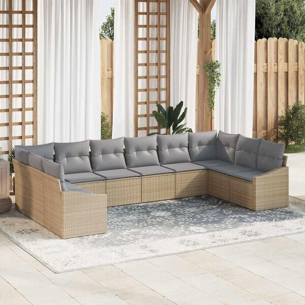 Maison Exclusive – Sedacia súprava, 10 kusov, béžová [syntetický materiál]: Polyratan