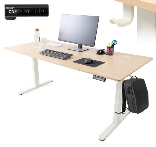 Elektricky výškovo nastaviteľný stôl AREBOS 180x80 cm | pamäťová funkcia, béžová