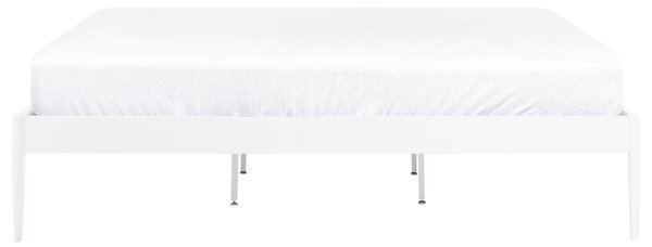 Posteľ biela kovová 180 x 200 cm lamely z preglejky minimalistický industriálny dizajn spálňa