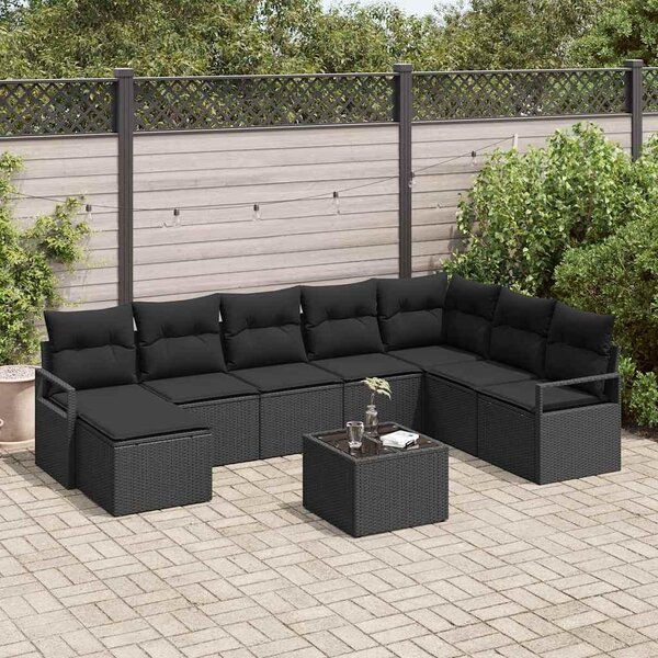 Maison Exclusive – Sedacia súprava, 9 kusov, čierna [syntetický materiál]: Polyratan