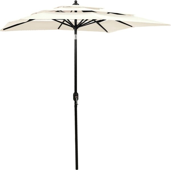 Maison Exclusive – slnečník s hliníkovým stĺpom, 3-vrstvový, pieskovej farby, 2 x 2 m