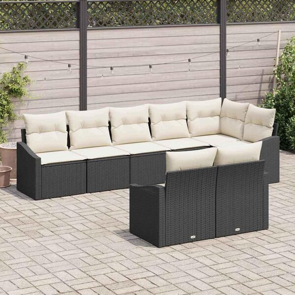 Maison Exclusive – Sedacia súprava, 8 kusov, čierna [syntetický materiál]: Polyratan