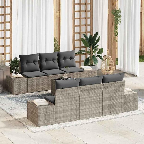 Maison Exclusive – Sedacia súprava, 7 kusov, tmavosivá [syntetický materiál]: Polyratan
