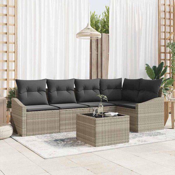 Maison Exclusive – Sedacia súprava, 6 kusov, tmavosivá [syntetický materiál]: Polyratan