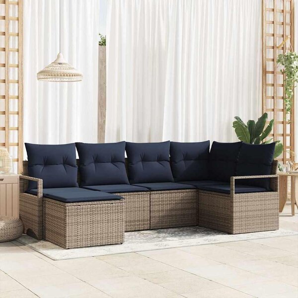Maison Exclusive – Sedacia súprava, 6 kusov, sivá [syntetický materiál]: Polyratan