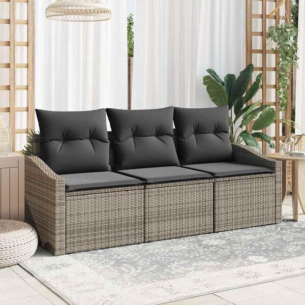 Maison Exclusive – Sedacia súprava, 3 kusy, sivá [syntetický materiál]: Polyratan