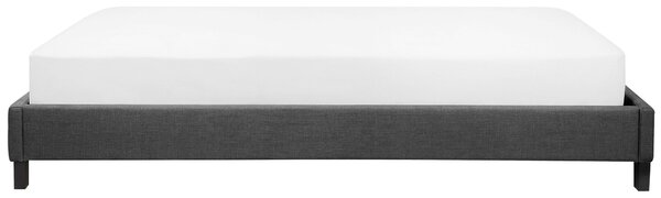 Posteľ sivá látkové čalúnenie 180 x 200 cm rám bez čela lamelový rošt moderný štýl spálňa
